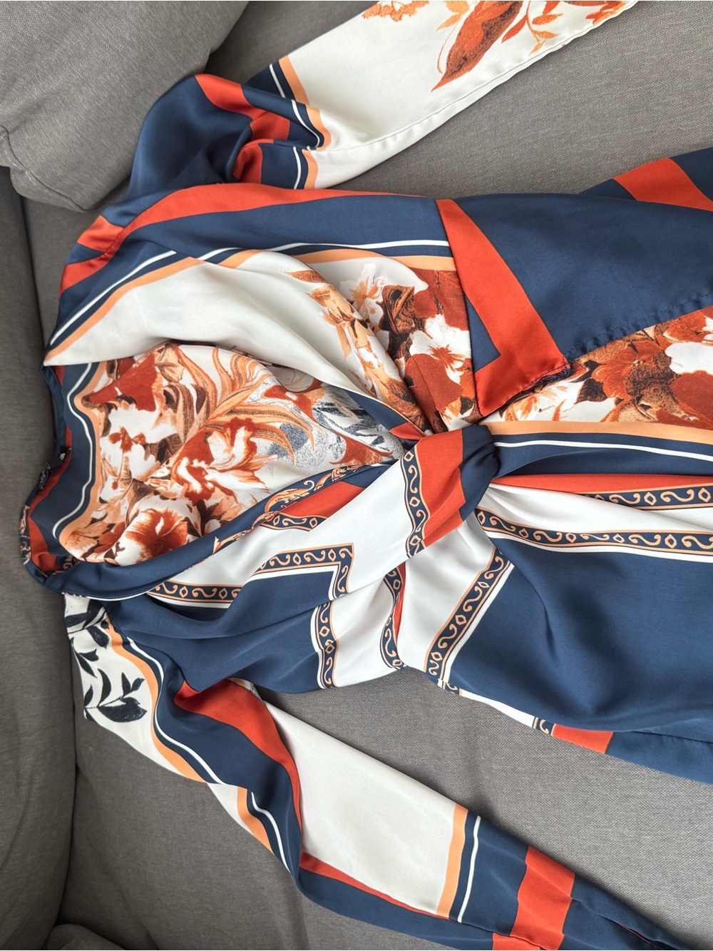 Fashion Nova Navy, Rust & Cream Floral Mini Dress